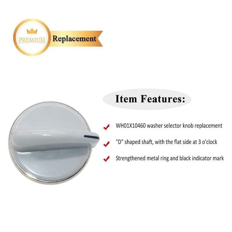 prime&swift WH01X10462 Dryer Control Knob with Reinforced Metal Ring (2Pack) Replacement fit for GE Dryer Knob WH01X10309,AP4485269,Grey - Image 4
